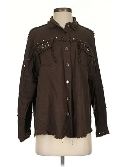 Pre-owned Davi & Dani Long Sleeve Button Down Shirt In Brown