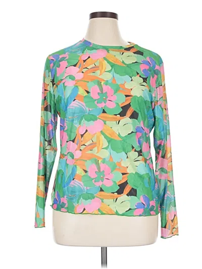 Pre-owned Davi & Dani Long Sleeve Top Green Mock Neckline Tops
