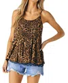 Davi & Dani Madelene Lace Cami Top In Leopard Print In Multi