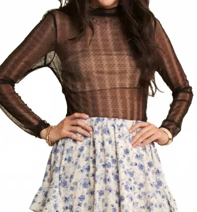 Davi & Dani Midnight Whimsy Mesh Top In Black