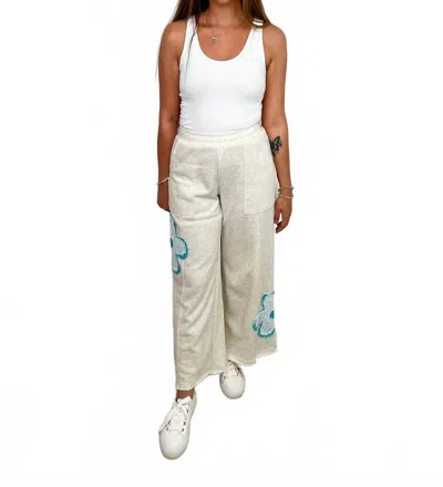 Davi & Dani Modern Bloom High-rise Cotton Blend Wide Leg Pants In Grey