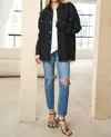 DAVI & DANI MULTI COLOR LETTERING PEACE SYMBOL BUTTON UP SHIRT IN BLACK