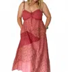 Davi & Dani Muse Floral Lace Patchwork Maxi Slip Dress In Rose In Animal Print