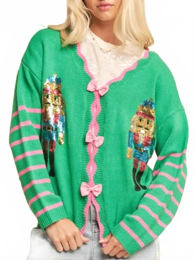 Davi & Dani Nutcracker Cardigan In Green