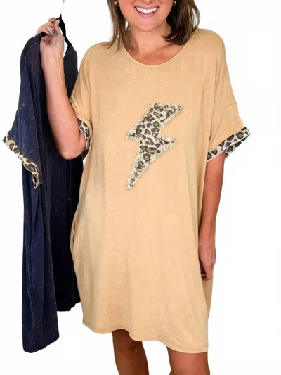 Davi & Dani On An Impulse Rayon Blend Mini Dress In Tan In Multi
