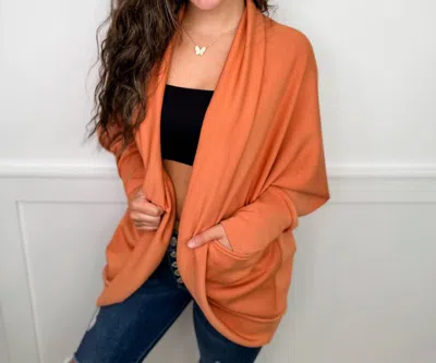 Davi & Dani On Your Level Long Sleeve Cardigan In Orange