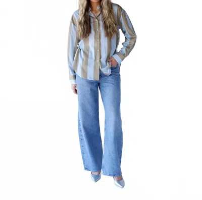 Davi & Dani Open Road Button Down Shirt In Blue