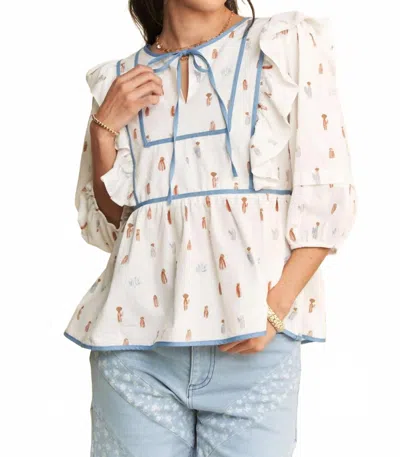 Davi & Dani Paint Me A Cactus Top In Cream In White