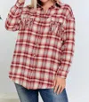 Davi & Dani Plaid Button Up Plus Shirt In Red In Red