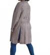 Davi & Dani Plaid Suede Longline Side Slitted Hem Blazer Without Lapel In Blue In Gray
