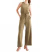 Davi & Dani Plus Solid Knit Jumpsuit In Olive In Green