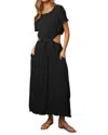 Davi & Dani Pocket Full Of Sunshine Plisse Dress In Black In Black