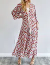 Davi & Dani Printed Long Sleeve Loose Kimono In Orange In Orange
