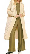 Davi & Dani Quilted Long Jacket In Cream In Neutral