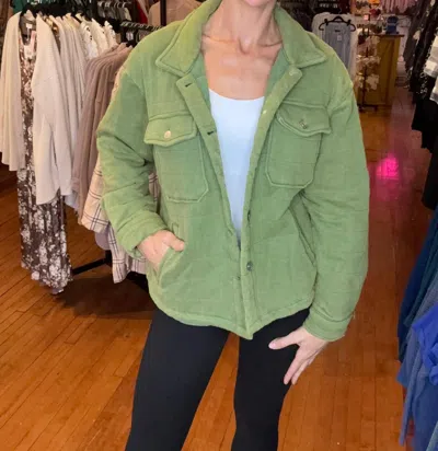 Davi & Dani Quincey Quilted Layering Jacket In Olive Green