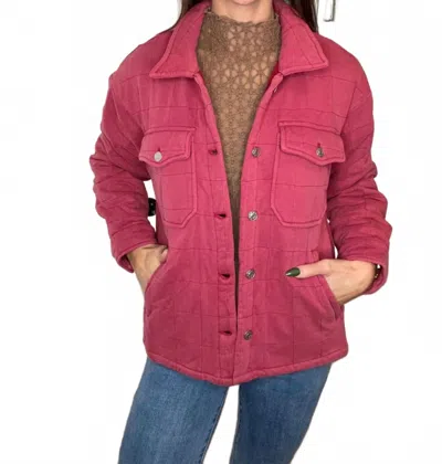 Davi & Dani Rachel Quilted Shacket In Brick In Pink