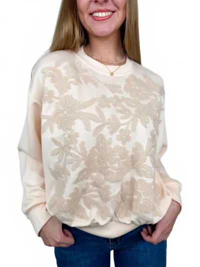 Davi & Dani Ready To Blossom Rayon Blend Long Sleeve Top In Peach In Pink