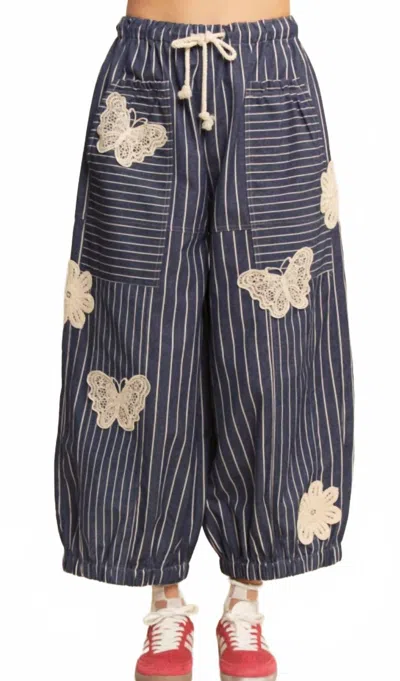 Davi & Dani Rescue Me Pants In Ink Denim In Blue