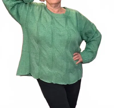 Davi & Dani Round Neck Sweater In Aqua Green