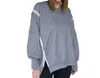 Davi & Dani Round Neck Sweatshirt In Grey In Grey