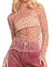 Davi & Dani Ruby Hearts Mesh Tee In Red In Red