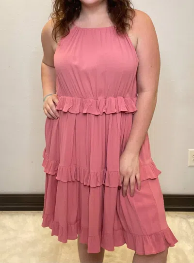 Davi & Dani Ruffled Dress In Pink