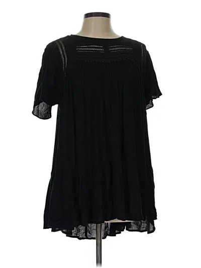 Pre-owned Davi & Dani Short Sleeve Blouse In Black