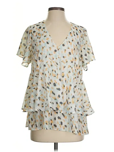 Pre-owned Davi & Dani Short Sleeve Blouse In Blue
