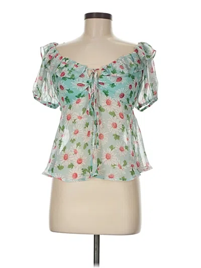 Pre-owned Davi & Dani Short Sleeve Blouse In Green