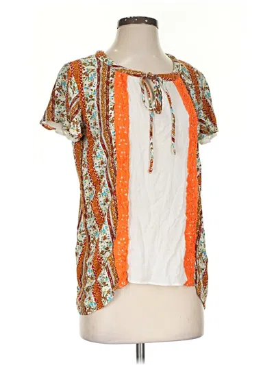 Pre-owned Davi & Dani Short Sleeve Blouse In Orange