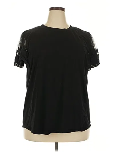 Pre-owned Davi & Dani Short Sleeve Top Black Cold Shoulder Neckline Tops