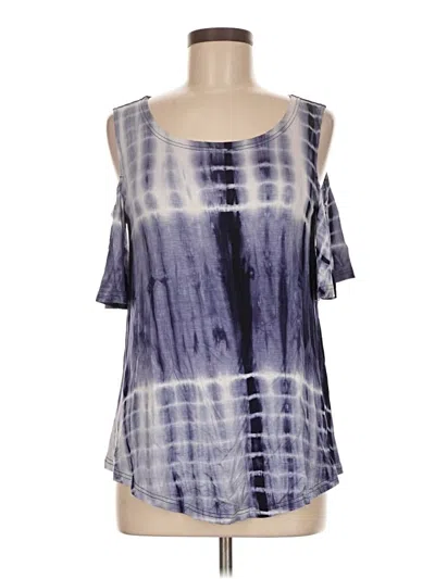Pre-owned Davi & Dani Short Sleeve Top Blue Cold Shoulder Neckline Tops