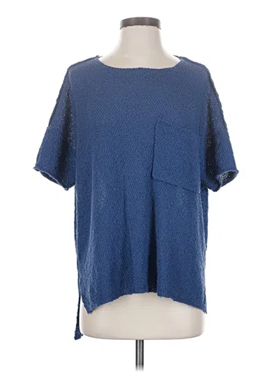 Pre-owned Davi & Dani Short Sleeve Top Blue Square Neckline Tops