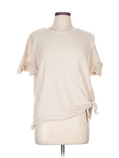 Pre-owned Davi & Dani Short Sleeve Top Tan Crew Neck Tops In Brown