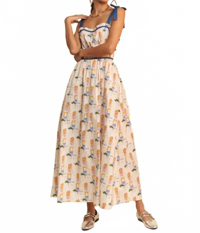 Davi & Dani Sleeveless Maxi Sundress In Landscape Print In Multi