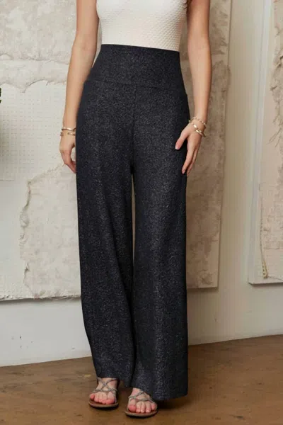 Davi & Dani Sparkle Luxe Wide Leg Pants In Midnight In Grey