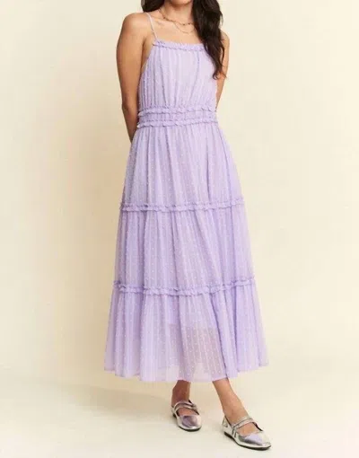 Davi & Dani Swiss Dotted Ruffle Halter Dress In Lavender