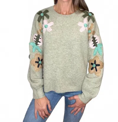 Davi & Dani Tansy Sweater In Sage In Multi
