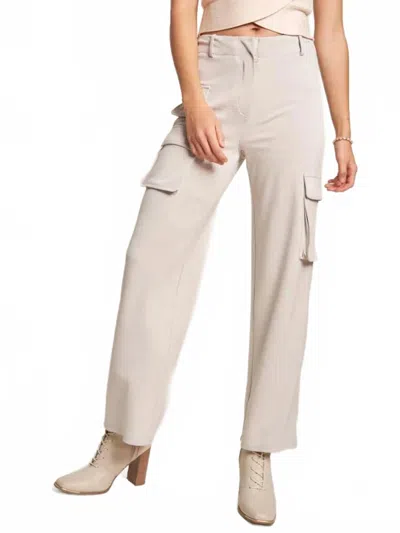 Davi & Dani Tummy Control Casual Cargo Pants In Beige In Neutral