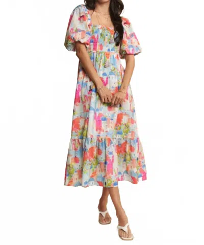 Davi & Dani Uptown Night Out Maxi Dress In Yellow Cobalt In Multi