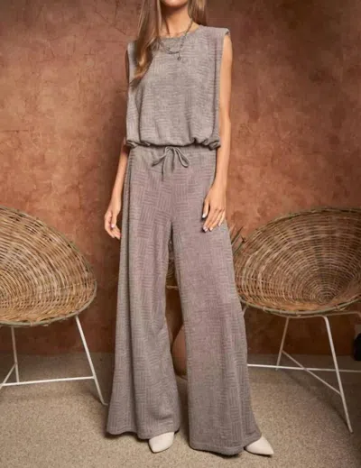 Davi & Dani Velvet Textured High-rise Wide Leg Pants In Gray In Grey