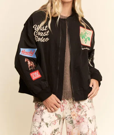 Davi & Dani West Coast Rodeo Bomber Jacket In Black