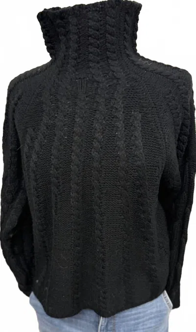 Davi & Dani Women's Cable Knit Turtleneck Sweater Top In Black