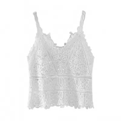 Davi & Dani Women's Crochet Lace Hollow Camisole Top In White