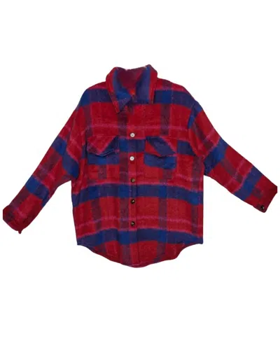 Davi & Dani Women's Plaid Shacket In Red/blue