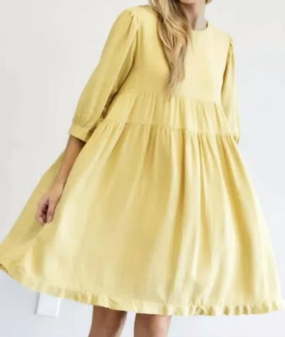 Davi & Dani Yellow 3qt Sleeve Dress
