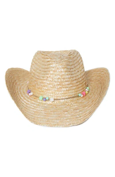 David & Young Beaded Straw Cowboy Hat In Brown