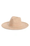 David & Young Bling Band Faux Suede Panama Hat In Brown