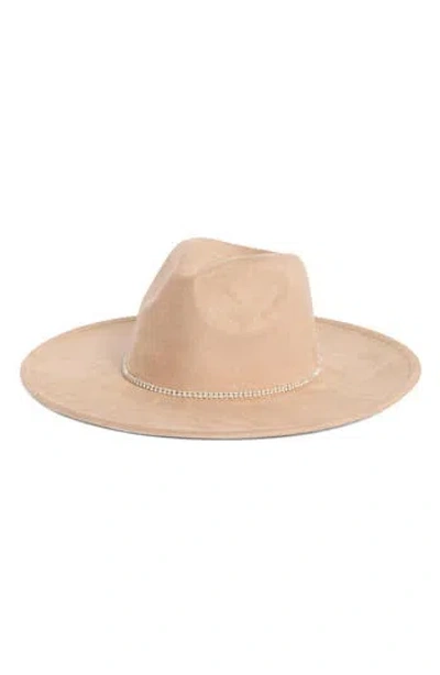 David & Young Bling Band Faux Suede Panama Hat In Brown
