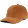 David & Young Corduroy Baseball Cap In Brown